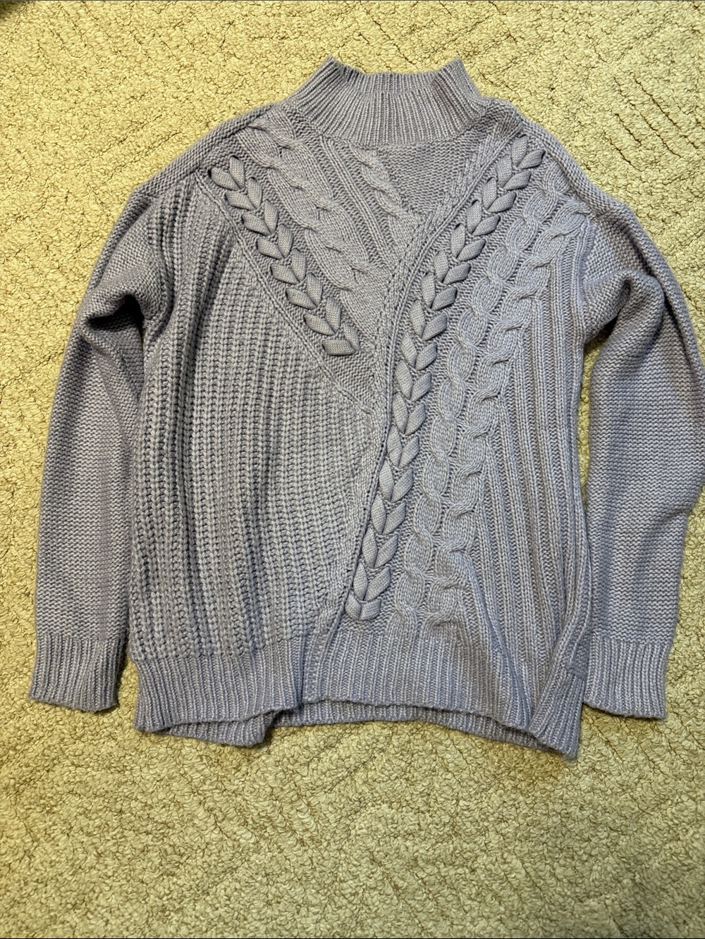 Simply Vera Vera Wang Light Purple Cable Knit Turtleneck Sweater